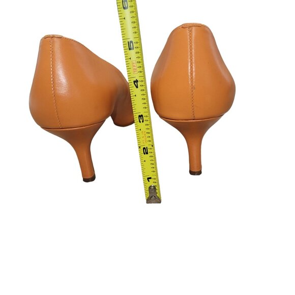 Werner Brazilian Orange Square Toe High Stilleto Leather Heels Pumps Size 8.5 M - Picture 6 of 8